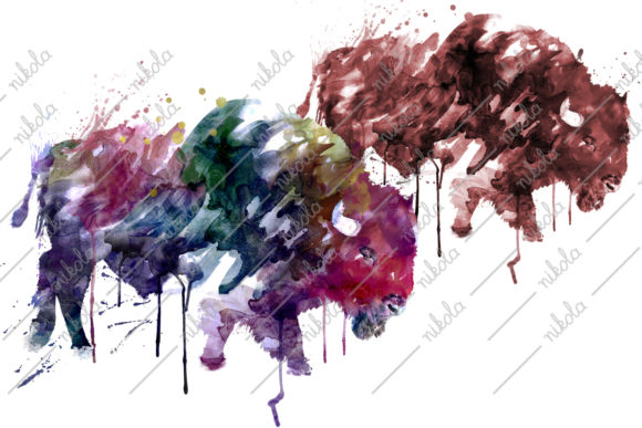 Bison Buffalo Watercolor Sublimation PNG for Etsy & Print-on-Demand Sellers