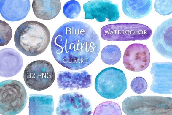 Blue Watercolor Stains – A Versatile Illustration for Real Crafting and Digital Design Projects