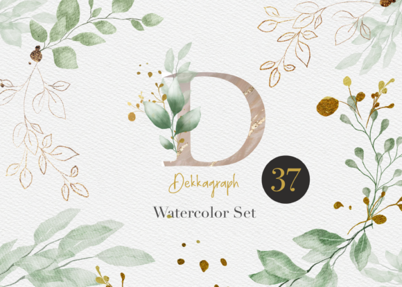 Elegant Watercolor Gold Leaves Set for Lifestyle & Editorial Illustrations