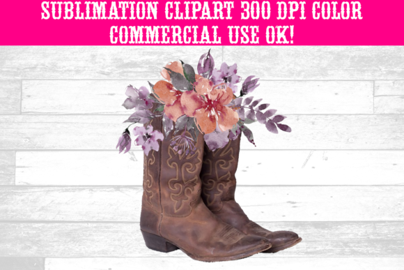 Floral Watercolor Cowboy Boots Illustrations for Crafters & Handmade Sellers