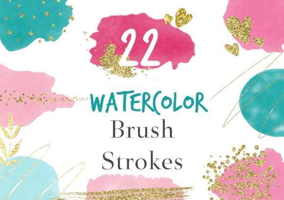 Green Pink Watercolor Splotch Clipart for Editorial & Web Design