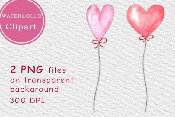 Pink Balloons Watercolor Clipart for Crafters & Etsy Sellers