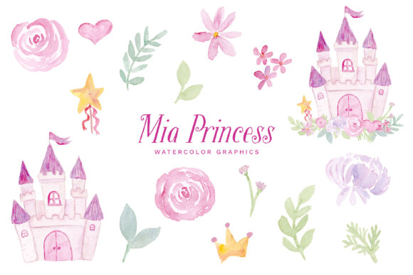 Princess Watercolor Graphics: Elegant Illustrations for Boutique Branding