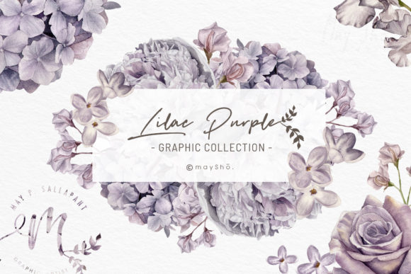 Purple Watercolor Flowers Illustrations for Modern Branding