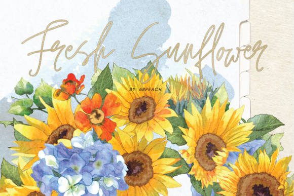Sunflower Hydrangea Watercolor Illustrations for Crafting Magic