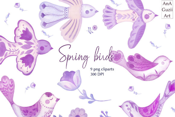 Watercolor Folk Birds Illustrations: A Charming Design Asset for Content Publishers
