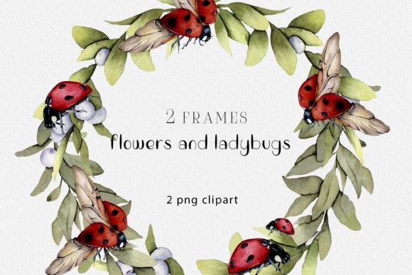 Watercolor Frame of Flowers and Ladybugs: A Fresh Illustration for Lifestyle Branding