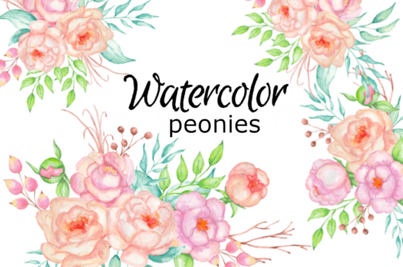 Watercolor Peonies Flowers Art for Crafting & Handmade Business
