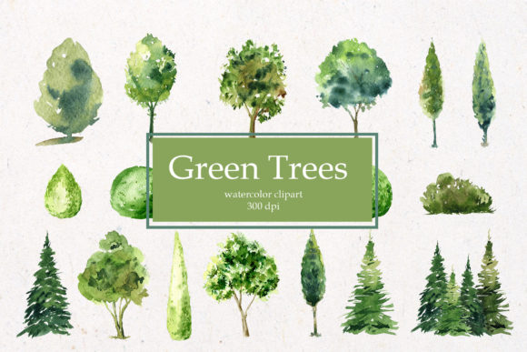 Watercolor Trees Clipart Set Review for Real Embroidery Projects